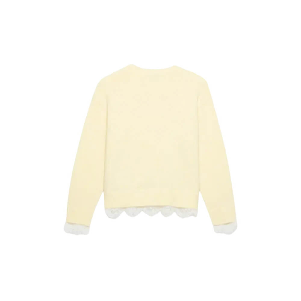 Mint Velvet Yellow Wool Blend Lace Hem Jumper